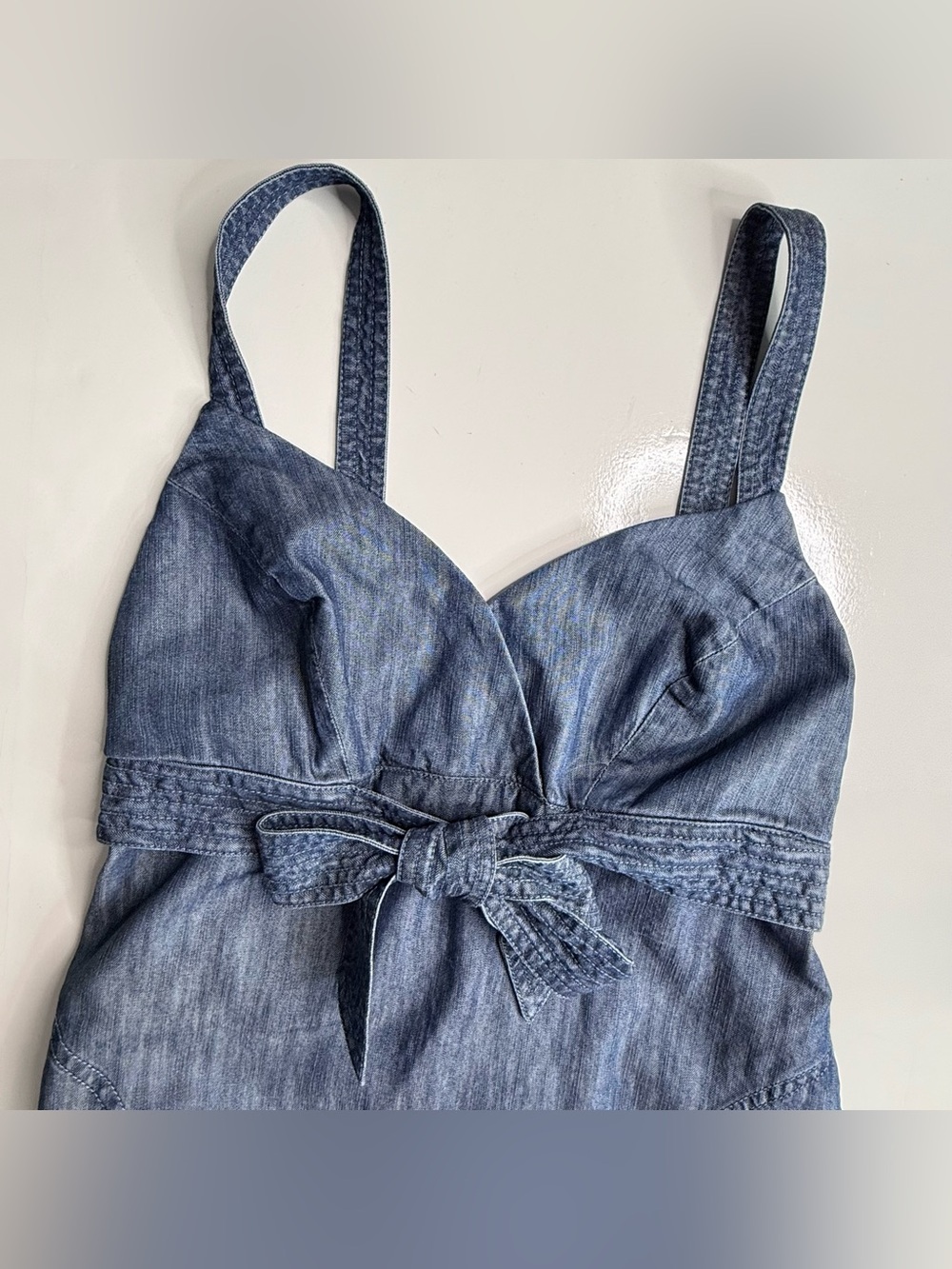 ANTHROPOLOGIE LEVEL 99 Sleeveless Dark Wash Denim Size 12 Dress Sundress - Picture 15 of 16